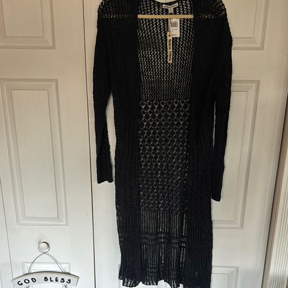 Moral Fiber Navy blue  Open Knit Sweater